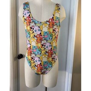 Pokemon Womens (Juniors) Colorful 1 Piece Pikachu Charmander Swim Suit Size L